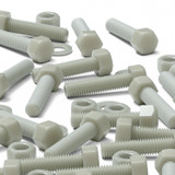 10x Natural Glass Filled Nylon Hex Head Screws M12 x 50 mm, Nuts & Washers