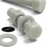 10x bulloni esagonali naturali in PA66 GF M12 x 50 mm, dadi e rondelle