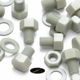 10x Natural Glass Filled Nylon Hex Head Screws M16 x 20 mm, Nuts & Washers