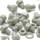 10x Natural Glass Filled Nylon Hex Head Screws M16 x 20 mm, Nuts & Washers