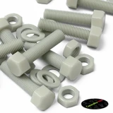 5x bulloni esagonali naturali in PA66 GF M16 x 65 mm, dadi e rondelle