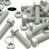 5x Natural Glass Filled Nylon Hex Head Screws M16 x 65 mm, Nuts & Washers