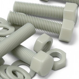5x Natural Glass Filled Nylon Hex Head Screws M16 x 65 mm, Nuts & Washers