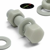5x bulloni esagonali naturali in PA66 GF M16 x 65 mm, dadi e rondelle