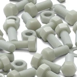 50x Natural Glass Filled Nylon Hex Head Screws M8 x 20 mm, Nuts & Washers