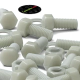 50x Natural Glass Filled Nylon Hex Head Screws M8 x 20 mm, Nuts & Washers
