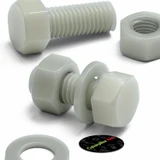 50x Natural Glass Filled Nylon Hex Head Screws M8 x 20 mm, Nuts & Washers