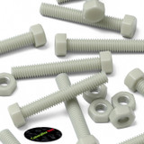 50x Natural Glass Filled Nylon Hex Head Screws M6 x 40 mm, Nuts & Washers