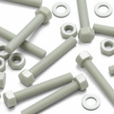 50x Natural Glass Filled Nylon Hex Head Screws M6 x 40 mm, Nuts & Washers