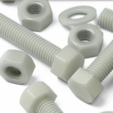 20x Natural Glass Filled Nylon Hex Head Screws M8 x 50 mm, Nuts & Washers