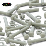 20x Natural Glass Filled Nylon Hex Head Screws M8 x 50 mm, Nuts & Washers