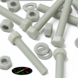 20x bulloni esagonali naturali in PA66 GF M8 x 50 mm, dadi e rondelle
