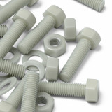 50x Natural Glass Filled Nylon Hex Head Screws M8 x 30 mm, Nuts & Washers