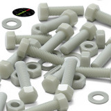 50x bulloni esagonali naturali in PA66 GF M8 x 30 mm, dadi e rondelle