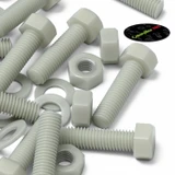50x Natural Glass Filled Nylon Hex Head Screws M8 x 30 mm, Nuts & Washers