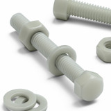 50x bulloni esagonali naturali in PA66 GF M6 x 50 mm, dadi e rondelle