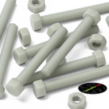 50x bulloni esagonali naturali in PA66 GF M6 x 50 mm, dadi e rondelle