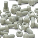 20x Natural Glass Filled Nylon Hex Head Screws M10 x 20 mm, Nuts & Washers