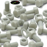 20x Natural Glass Filled Nylon Hex Head Screws M10 x 20 mm, Nuts & Washers
