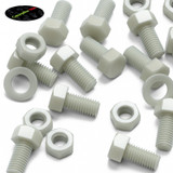 20x Natural Glass Filled Nylon Hex Head Screws M10 x 20 mm, Nuts & Washers
