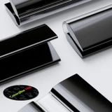 3x Black 200 mm Acrylic / Polycarbonate Low Profile Flexible Living Hinges