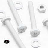 20x White PP Pan Head Plastic Screws & Bolts M8 x 60 mm, Nuts & Washers