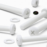 20x viti PP bianche a testa cilindrica M8 x 60 mm + dadi e rondelle