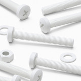 20x White PP Pan Head Plastic Screws & Bolts M8 x 60 mm, Nuts & Washers