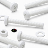 20x White PP Pan Head Plastic Screws & Bolts M8 x 60 mm, Nuts & Washers