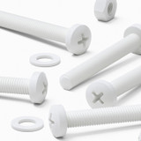20x viti PP bianche a testa cilindrica M8 x 60 mm + dadi e rondelle