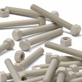 10x Natural PPS Hex Head Plastic Screws & Bolts M5 x 40 mm, Nuts & Washers