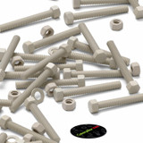 10x Natural PPS Hex Head Plastic Screws & Bolts M5 x 40 mm, Nuts & Washers