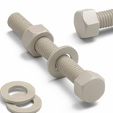 10x Natural PPS Hex Head Plastic Screws & Bolts M5 x 40 mm, Nuts & Washers