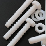 10x viti esagonali naturali in PTFE M5 x 40 mm, dadi e rondelle
