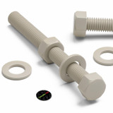 5x Natural PPS Hex Head Plastic Screws & Bolts M10 x 100 mm, Nuts & Washers