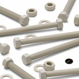 5x Natural PPS Hex Head Plastic Screws & Bolts M10 x 100 mm, Nuts & Washers