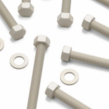 5x Natural PPS Hex Head Plastic Screws & Bolts M10 x 100 mm, Nuts & Washers
