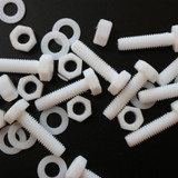 10x viti esagonali naturali in PTFE M5 x 20 mm, dadi e rondelle