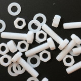 10x viti esagonali naturali in PTFE M5 x 20 mm, dadi e rondelle