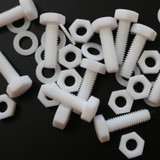 10x Natural PTFE Hex Head Plastic Screws & Bolts M6 x 20 mm, Nuts & Washers