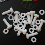 10x Natural PTFE Hex Head Plastic Screws & Bolts M6 x 20 mm, Nuts & Washers