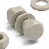 10x viti esagonali naturali in PPS M6 x 20 mm, dadi e rondelle