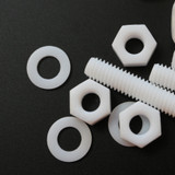 5x viti esagonali naturali in PTFE M6 x 60 mm, dadi e rondelle