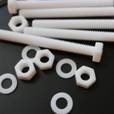 5x viti esagonali naturali in PTFE M6 x 60 mm, dadi e rondelle