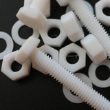 10x viti esagonali naturali in PTFE M6 x 40 mm, dadi e rondelle