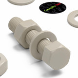 5x Natural PPS Hex Head Plastic Screws & Bolts M8 x 40 mm, Nuts & Washers
