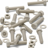5x Natural PPS Hex Head Plastic Screws & Bolts M8 x 40 mm, Nuts & Washers