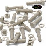 5x Natural PPS Hex Head Plastic Screws & Bolts M8 x 40 mm, Nuts & Washers