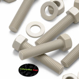 5x Natural PPS Hex Head Plastic Screws & Bolts M8 x 40 mm, Nuts & Washers
