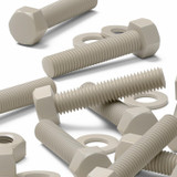 5x Natural PPS Hex Head Plastic Screws & Bolts M8 x 40 mm, Nuts & Washers